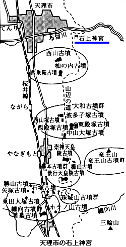 天理の石上神宮の地図